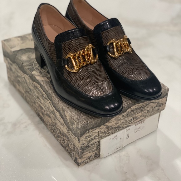 Gucci   Ebal Horsebit Lizard-Embossed Leather Chain Loafers  Size 39. - Picture 8 of 17